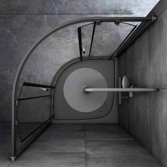 Душевое ограждение Am.Pm Gem 90x90 см W90G-401-090BT, черный/прозрачное - фото 4