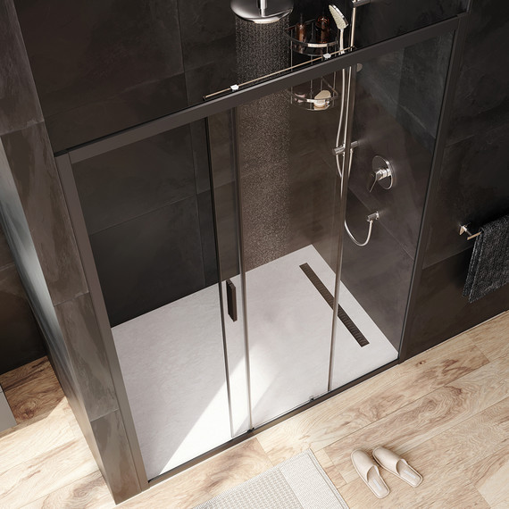 Дверь душевая Am.Pm Gem Solo 140х195 см W90G-140-1-195BT, черный/прозрачное - фото 3