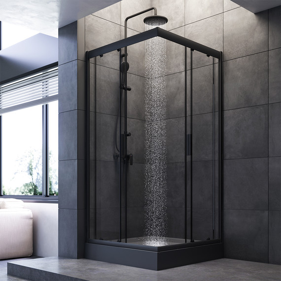 Душевое ограждение Am.Pm Gem Square Slide W90G-403-090BT, черный/прозрачное - фото 5