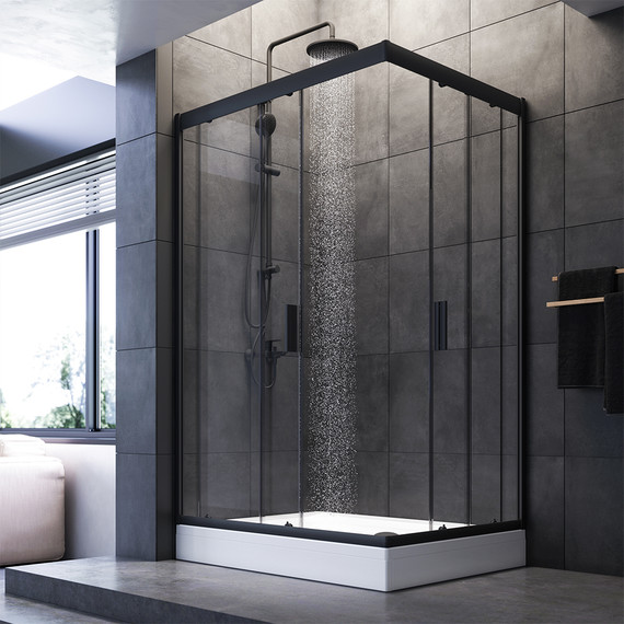Душевое ограждение Am.Pm Gem Twin Slide 120x90 см W90G-404-120290-BT, черный/прозрачное - фото 3