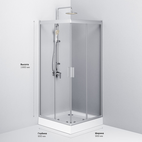 Душевое ограждение Am.Pm Gem 90х90 см W90G-403-090MT, серебро/прозрачное - фото 10