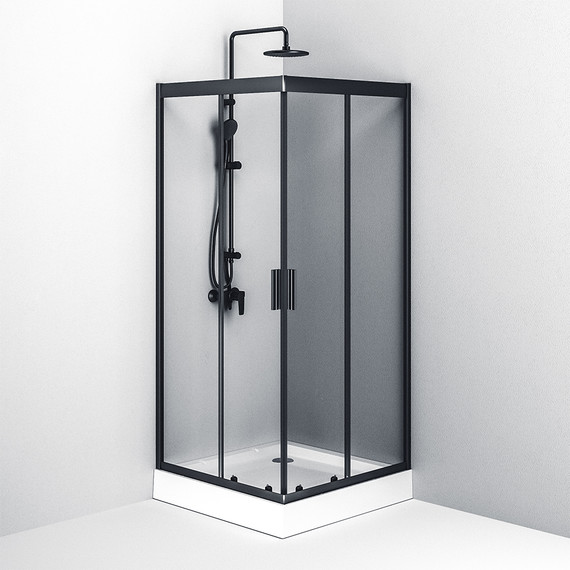 Душевое ограждение Am.Pm Gem Square Slide W90G-403-090BT, черный/прозрачное - фото 8