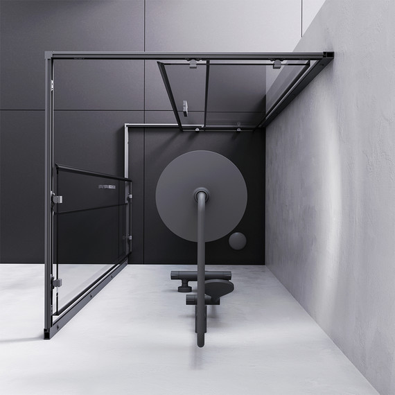 Душевое ограждение Am.Pm Gem S Square Slide 90x90 см W93G-403-090BT, черный/прозрачное - фото 4