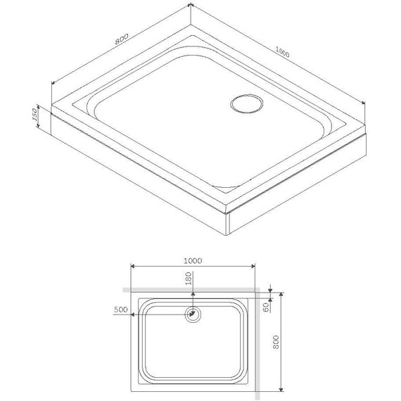 Поддон акриловый Am.Pm Gem 100x80 см W90T-404-100280W - фото 5