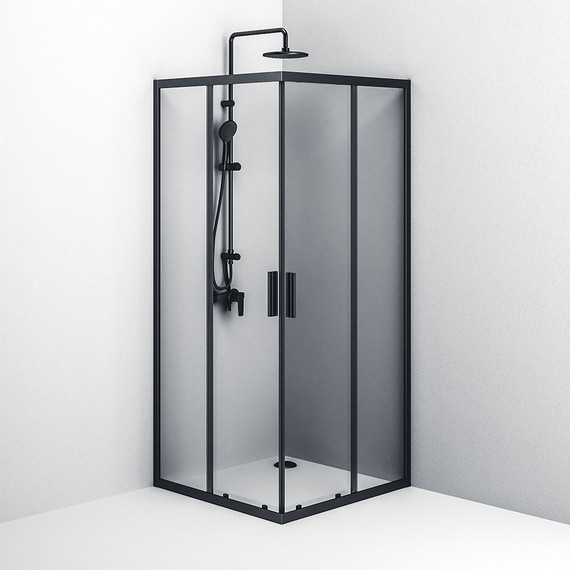 Душевое ограждение Am.Pm Gem S Square Slide 90x90 см W93G-403-090BT, черный/прозрачное - фото 5