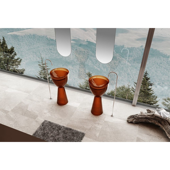 Раковина напольная прозрачная Abber Kristall 45 см AT2703Opal, красный - фото 3