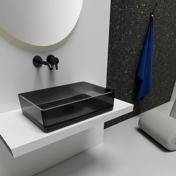 Раковина-чаша прозрачная Abber Kristall 60 см AT2803Onyx, черный - фото 3