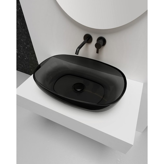 Раковина-чаша прозрачная Abber Kristall 60 см AT2805Onyx, черный - фото 3