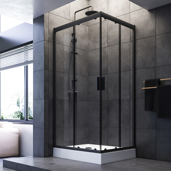 Душевое ограждение Am.Pm Gem S 100х80 см W93G-404-100280-BT, черный/прозрачное - фото 2