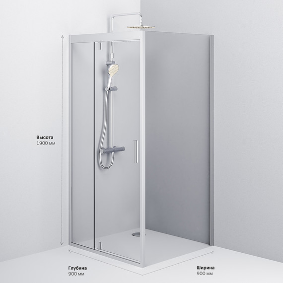 Душевое ограждение Am.Pm Gem 90x90 см W90G-404-090MT, хром/прозрачное - фото 10
