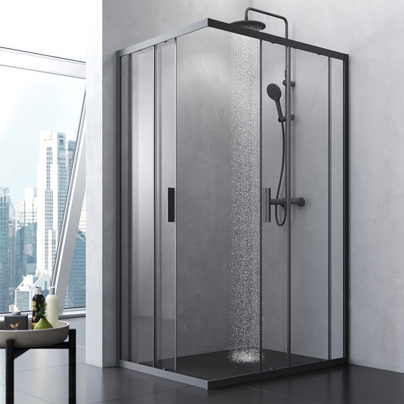 Душевое ограждение Am.Pm Gem S Twin Slide 120x90 см W93G-404-120290-BT, черный/прозрачное - фото 3