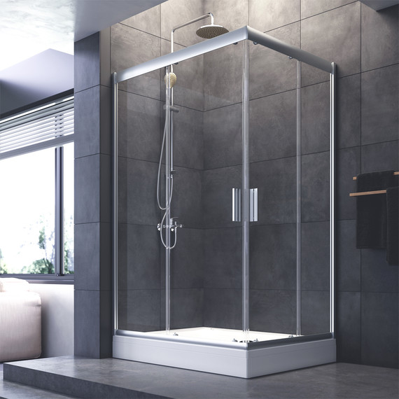 Душевое ограждение Am.Pm Gem Twin Slide 120x90 см W90G-404-120290-MT, хром/прозрачное - фото 2