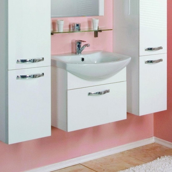 Тумба подвесная с раковиной Акватон Ария 50 см 1A1403K0AA010, белый - фото 8