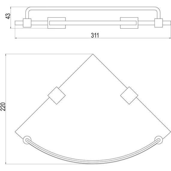 Стеклянная полка угловая Timo Selene 10073/00 - фото 2