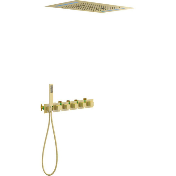 Душевая система для душа с термостатом Timo Petruma SX-5229/17SM, золото матовое - фото 
