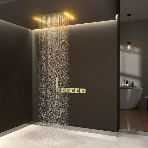 Душевая система для душа с термостатом Timo Petruma SX-5229/17SM, золото матовое - фото 2