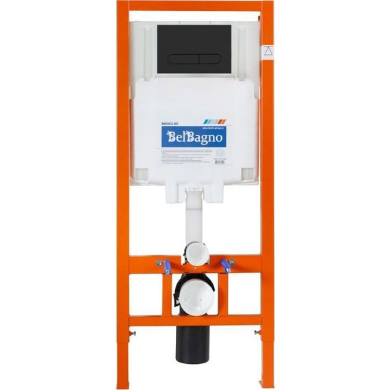 Инсталляция с подвесным безободковым унитазом BelBagno Ardente-C BB3202CHR-MB/BB3202SC-MB/BB002-80/BB007-PR-NERO.M (кнопка смыва Sfera, черный матовый) - фото 5