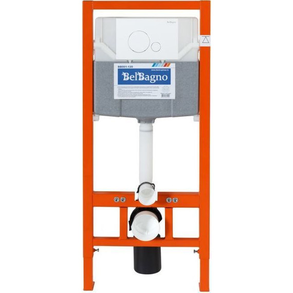 Инсталляция для унитаза BelBagno BB001-120/BB014-SR-BIANCO (кнопка Sfera, цвет белый) - фото 2