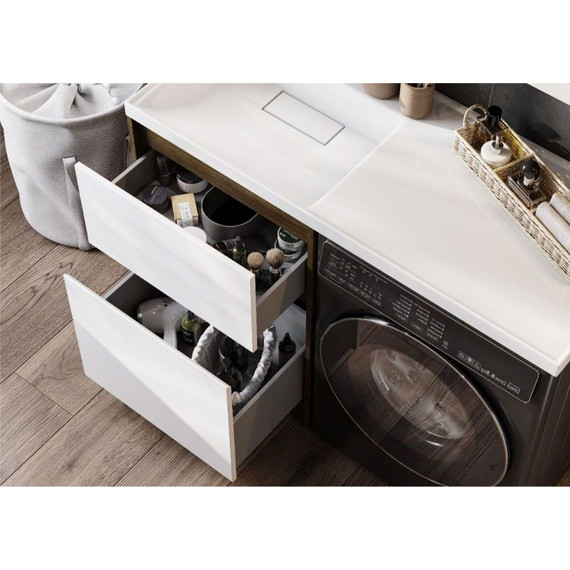 Тумба напольная с раковиной-столешницей Акватон Лондри 120 см 1A2669K2LHDR0 (раковина слева) дуб рустикальный/белый - фото 6