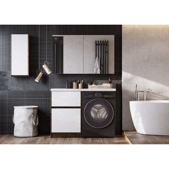 Тумба напольная с раковиной-столешницей Акватон Лондри 120 см 1A2669K2LHDR0 (раковина слева) дуб рустикальный/белый - фото 8