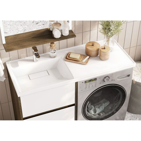 Тумба напольная с раковиной-столешницей Акватон Лондри 120 см 1A2669K2LHDY0 (раковина слева) дуб кантри/белый - фото 7