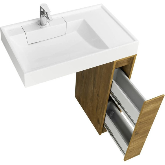 Тумба напольная с раковиной-столешницей Акватон Лондри 80 см 1A2671K1LHDR0, дуб рустикальный - фото 6