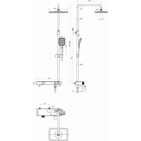 Душевая стойка с термостатом Cersanit Vivo 64529 - фото 11