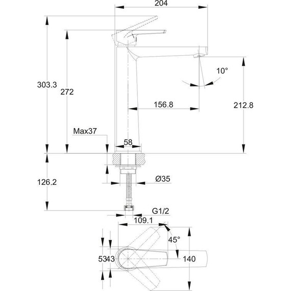 Смеситель для раковины высокий Cersanit Moduo 64095 - фото 13