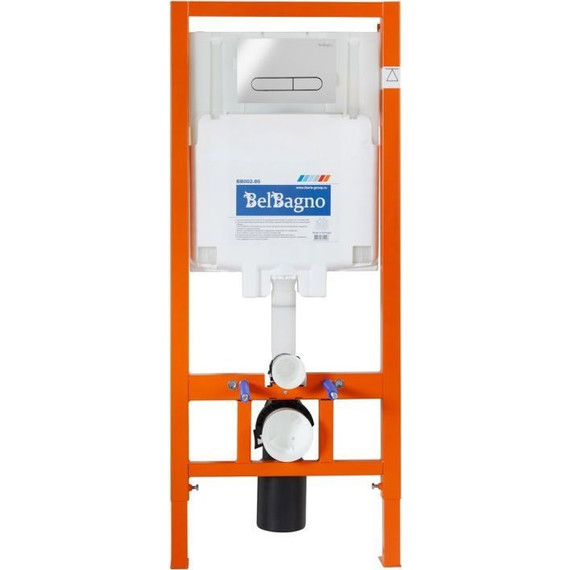 Инсталляция с подвесным безободковым унитазом BelBagno Onda BB066CHR/BB870SC/BB002-80/BB014-SR-BIANCO (кнопка смыва Sfera, белый) - фото 2