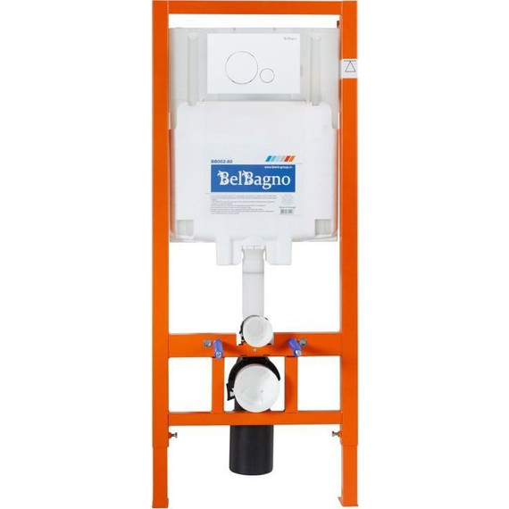 Инсталляция с подвесным безободковым унитазом BelBagno Onda BB066CHR/BB870SC/BB002-80/BB014-SR-BIANCO (кнопка смыва Sfera, белый) - фото 3