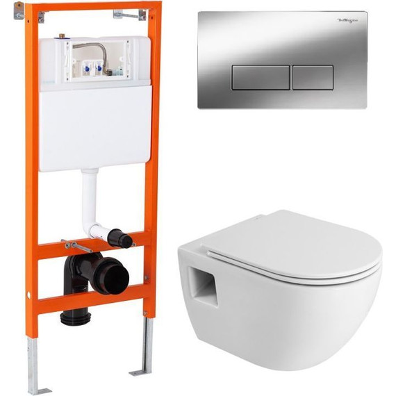 Инсталляция BelBagno с подвесным безободковым унитазом Cezares Eco CZR-526-TH-R/CZR-2040-SC/BB097/Q.CR - фото 