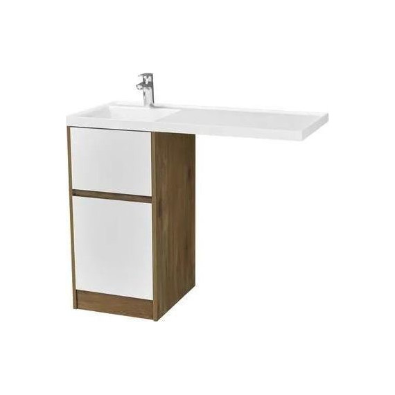 Тумба напольная с раковиной-столешницей Акватон Лондри 105 см 1A2670K2LHDR0 (раковина слева) дуб рустикальный/белый - фото 