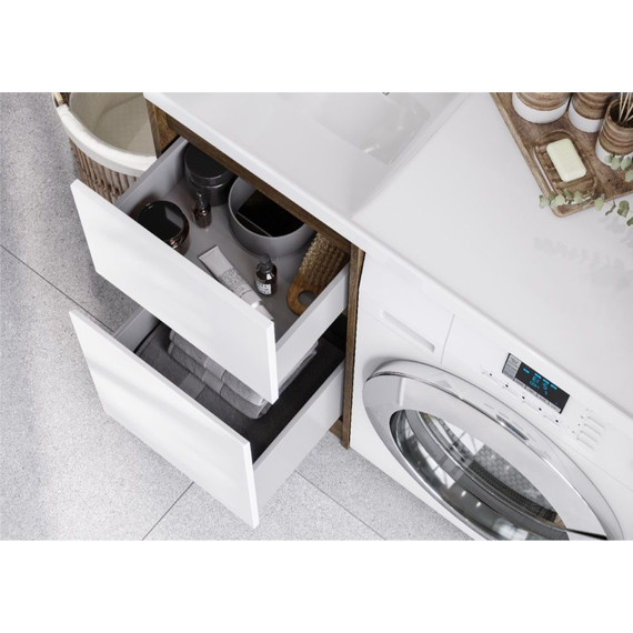 Тумба напольная с раковиной-столешницей Акватон Лондри 105 см 1A2670K2LHDR0 (раковина слева) дуб рустикальный/белый - фото 6