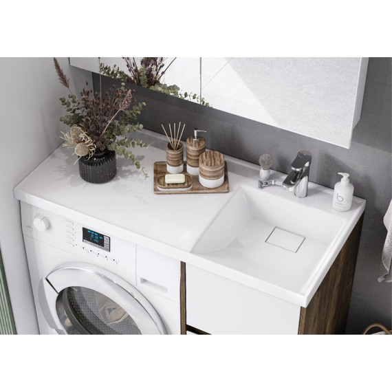 Тумба напольная с раковиной-столешницей Акватон Лондри 105 см 1A2670K2LHDR0 (раковина справа) дуб рустикальный/белый - фото 7