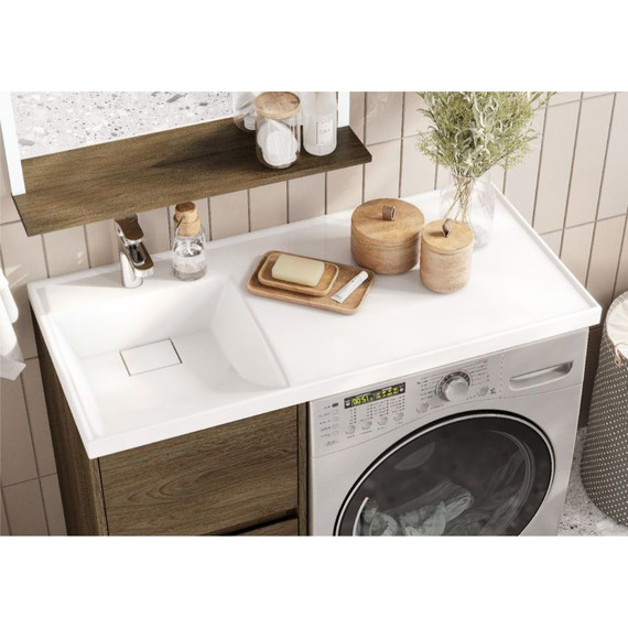 Тумба напольная с раковиной-столешницей Акватон Лондри 105 см 1A2670K1LHDY0 (раковина слева) дуб кантри - фото 7