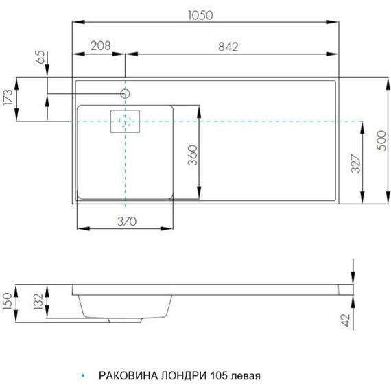 Тумба напольная с раковиной-столешницей Акватон Лондри 105 см 1A2670K1LHDR0 (раковина слева) дуб рустикальный - фото 11