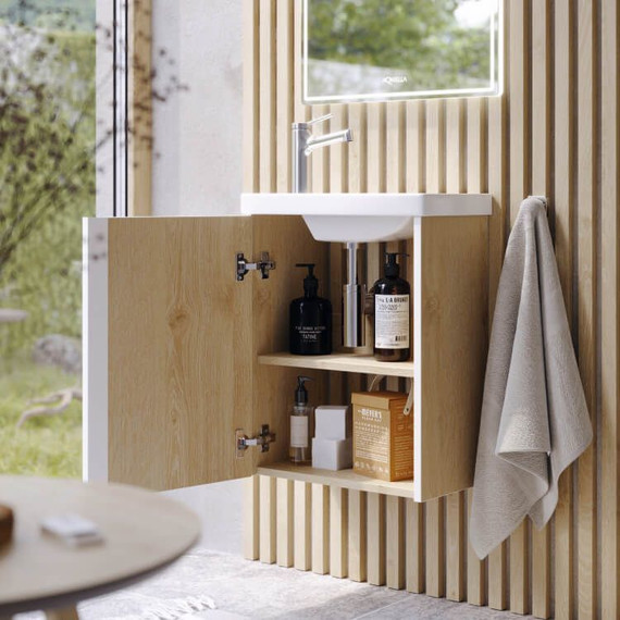 Тумба подвесная с раковиной Aqwella Urban 45 см URB0145DD, дуб давос, Цвет фасада: светлое дерево - фото 7