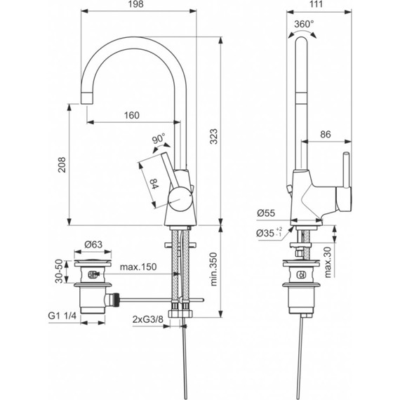 Смеситель для раковины Ideal Standard Ceraline BC195AA - фото 2