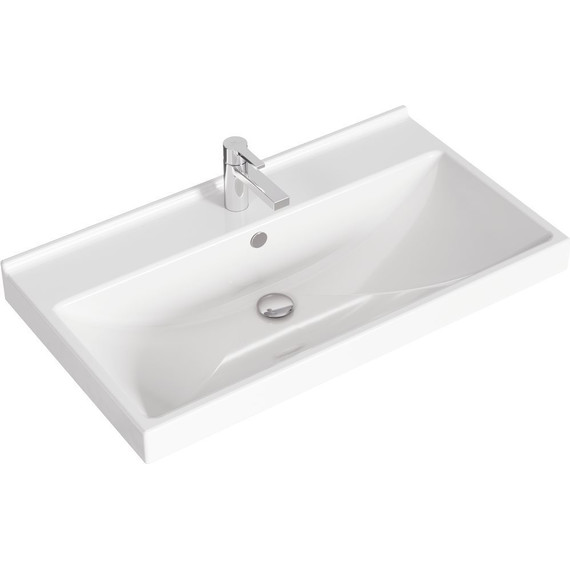 Тумба подвесная с раковиной Aqwella Urban 80 см URB0108DB, дуб балтийский, Цвет фасада: тёмное дерево - фото 5