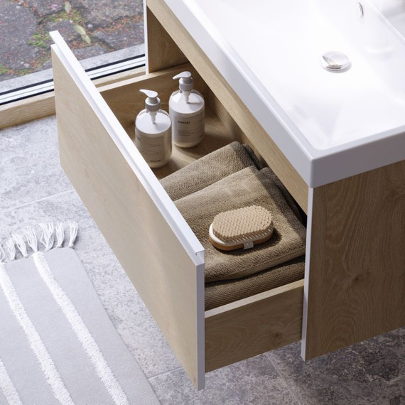 Тумба подвесная с раковиной Aqwella Urban 100 см URB0110DD, дуб давос, Цвет фасада: светлое дерево - фото 8