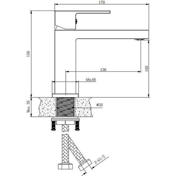 Смеситель для раковины Belz B10613-7, чёрный, Цвет производителя: чёрный - фото 3