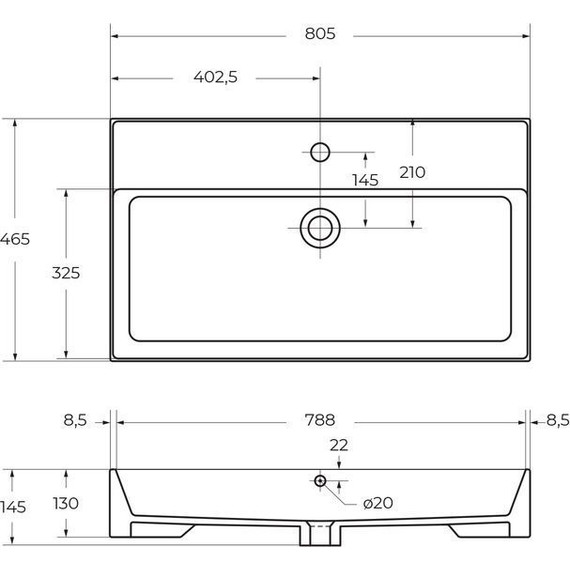 Тумба подвесная с раковиной Cezares MOLVENO 46-80-2C-SO-BET 80 см (раковина CZR-MIL-80-LVB), Beton - фото 11