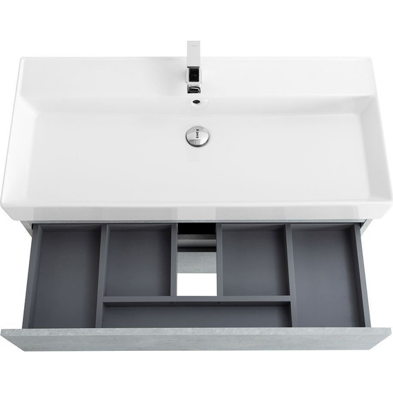 Тумба подвесная с раковиной Cezares MOLVENO 46-100-2C-SO-BET 100 см (раковина CZR-MIL-100-LVB), Beton - фото 7