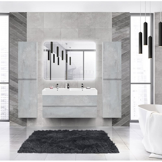 Тумба подвесная с раковиной Cezares MOLVENO 46-120-2C-SO-2-BET 120 см (раковина CZR-MIL-120-2-LVB), Beton - фото 2