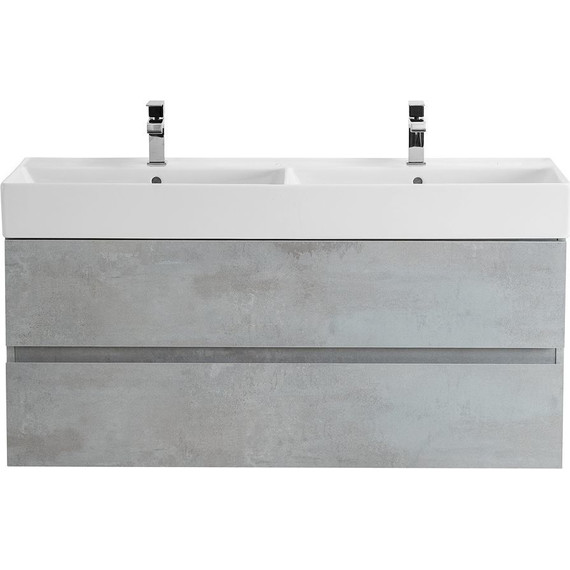 Тумба подвесная с раковиной Cezares MOLVENO 46-120-2C-SO-2-BET 120 см (раковина CZR-MIL-120-2-LVB), Beton - фото 