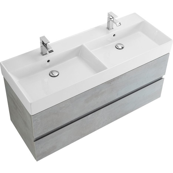 Тумба подвесная с раковиной Cezares MOLVENO 46-120-2C-SO-2-BET 120 см (раковина CZR-MIL-120-2-LVB), Beton - фото 7