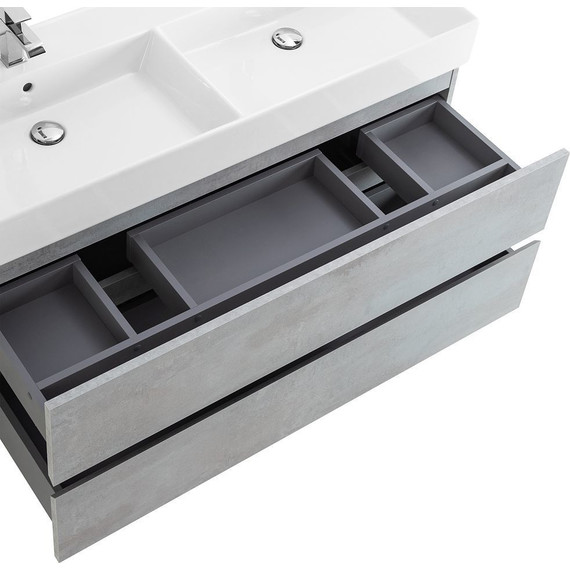 Тумба подвесная с раковиной Cezares MOLVENO 46-120-2C-SO-2-BET 120 см (раковина CZR-MIL-120-2-LVB), Beton - фото 9