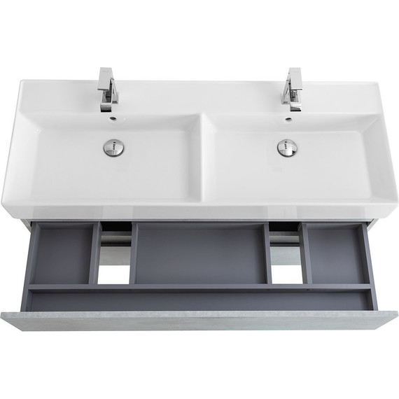 Тумба подвесная с раковиной Cezares MOLVENO 46-120-2C-SO-2-BET 120 см (раковина CZR-MIL-120-2-LVB), Beton - фото 3