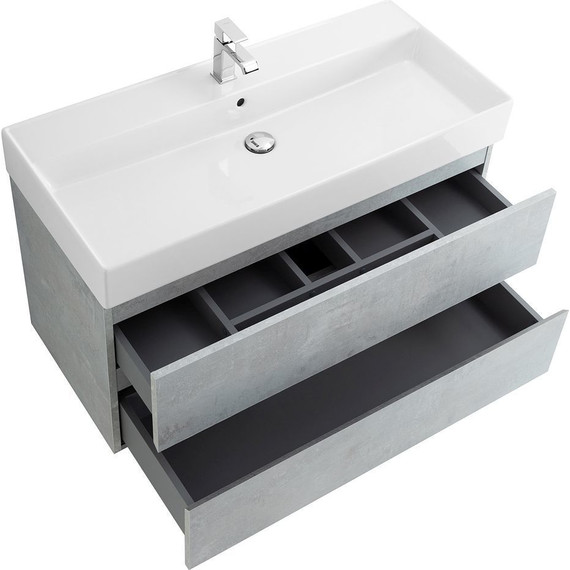 Тумба подвесная с раковиной Cezares MOLVENO 46-80-2C-SO-BET 80 см (раковина CZR-MIL-80-LVB), Beton - фото 5