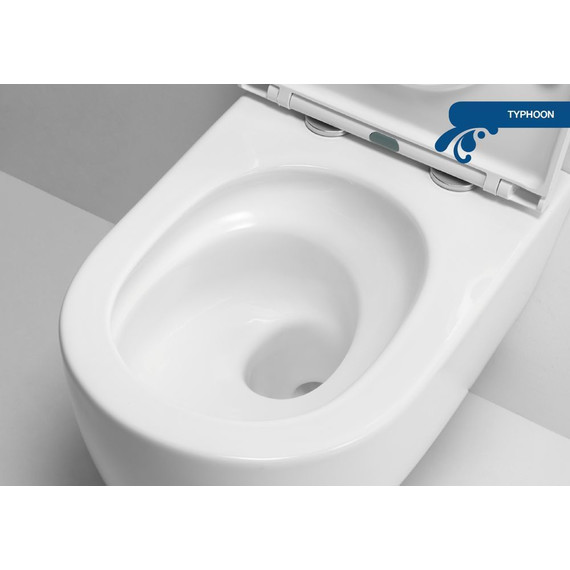 Унитаз подвесной безободковый Sole Typhoon (смыв торнадо) с тонкой крышкой микролифт - фото 4